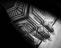 40 Geometric Hand Tattoos For Men Pattern Design Ideas Geometric Hand Tattoo Hand Tattoos For Guys Tribal Hand Tattoos