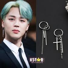Jimin S Asymmetric Earrings Bts Earrings Cross Earrings Kpop Earrings