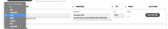 Adding A Txt Record Name Com