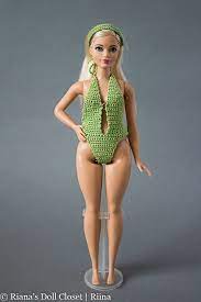 Curvy Barbie Doll Bathing Suit Wiht Matching Headband Green Barbie Fashionistas Curvy Swimsuit Barbie Doll Leotard Swimsuits Curvy Plus Size Bikini Plus Size Bikini Bottoms