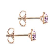 14k rose gold oval shaped 33x22 millimeter hoop earrings. 14k Rose Gold Diamond Halo Pink Amethyst Stud Earrings Eg12372k45pa Gabriel Co