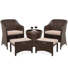 Best Choice Products 5 Piece Outdoor Wicker Patio Bistro Space Saving Furniture Set W Storage Table No Assembly Brown Walmart Com In 2021 Wicker Bistro Set Furniture Sets Table Storage
