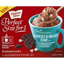 Mother makes duncan hines cake, cute kid samples cake before frosted, father condones son's actions by having some cake to underscore how moist the cake mix is. Duncan Hines Perfect Size For 1 Cake Mix Cookies Cream 2 54 Oz Instacart