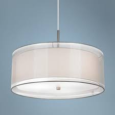 Possini Euro Double Drum 20 Wide White Pendant Light V6122 Lamps Plus Brushed Nickel Pendant Lights Pendant Light White Pendant Light