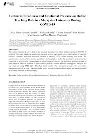 Maybe you would like to learn more about one of these? Pdf Lecturers Readiness And Emotional Presence On Online Teaching Data In A Malaysian University During Covid 19