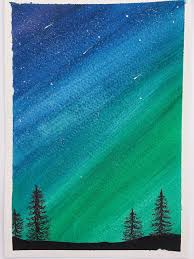 Your paint can be hard to control if it's too liquid, and there's no going back once it becomes too dark. Northern Lights Watercolor Painting On Paper Gonilecart