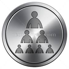 organizational chart with people icon round icon imitating metal