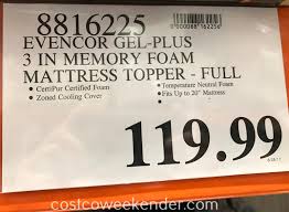 My pillow mattress toppers are designed to make less comfortable beds feel better and promote deeper sleep by adding a layer of supportive foam on top of the original mattress. Novaform Evencor Gelplus Memory Foam Mattress Topper Full Size Costco Weekender
