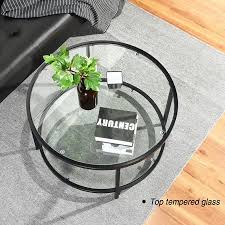 Black color of this element is neutral and very stylish. Furniturer Coffee Table Glass Top Round Walmart Canada