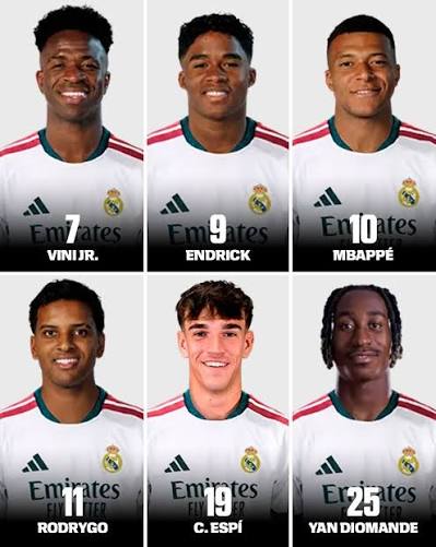 NOVA NUMERA&Ccedil;&Atilde;O DO REAL! 👑 O Real Madrid divulgou nesta segunda-feira (10) a numera&ccedil;&atilde;o oficial de seus jogadores para a temporada 2026/27. Os atacantes Mbapp&eacute; e Vinicius Jr. v&atilde;o manter a 10