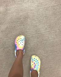 Nothing would be greater than this baby croc version for your kid's little feet. Tie Dye Pastel Crocs Off 60