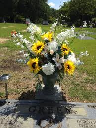 Sunflower Cemetery Arrangement Church Flower Arrangements Grave Flowers Memorial Flowers