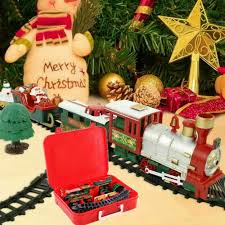 16pcs electric christmas train tracks set kids toy lights sound gift around tree. Christmas Train Set Track Musical Sound Lights Around Tree Decoration Santa