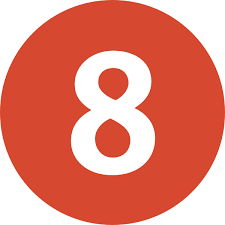 Número 8 Blanco en Círculo Naranja PNG transparente - StickPNG