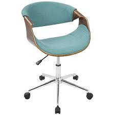 curvo mid century modern office chair in walnut and teal by lumisource walmart com mid century modern office chair mid century modern office wood office chair
