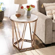 Silver Orchid Henderson Faux Stone Round End Table Gold In 2020 Modern Side Table End Tables Living Room End Tables
