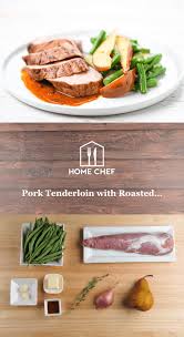 Pork Tenderloin With Roasted Pears With Green Beans And Garlic Thyme Sauce Recipe Roasted Pear Hello Fresh Pork Healthy Eating Recipes