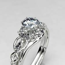 Elvish Ring Wedding Ring Set With Moissanite Fairy Weddingring Popular Engagement Rings Wedding Ring Styles Wedding Rings