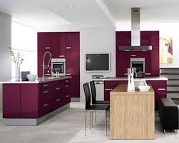 Kitchen Enchanting Dark Purple And White Color Combination For Modern Kitchen With Wood Isl Modern Kitchen Design Kitchen Design Color Interior Design Kitchen