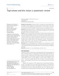 Pdf Topiramate And The Vision A Systematic Review