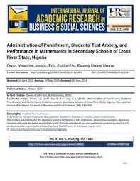 Ijssb aims to promote interdisciplinary studies in businnes and social science and become the leading journal in businnes and social science in the world. Calameo Administration Of Punishment Students Test Anxiety And Performance In Mathematics In Secondary Schools