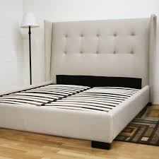 Tall White Upholstered Puffy Headboard Master Bed As Well As Queen Size Bed Frame And Bed Frame For King Cheap Bed Frame Queen Size Bed Frames Bed Frame Design