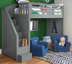 The byzantine palace became a white childrens bunk bed with storage and stairs, and a slide on the other side. Catalina Stair Loft Bed For Kids Pottery Barn Kids