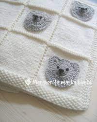 Copertina Orsetti Baby Neonato Copertina Culla In Pura Lana Merino Ferri E Uncinetto Baby Knitting Patterns Coperte Neonato Fai Da Te Copertina Per Neonato A Maglia