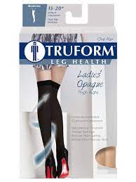 Truform Truform Women S Stockings Thigh High 15 20 Mmhg Opaque Microfiber Beige Small Walmart Com Lady Stockings Thigh Highs Smaller Thighs
