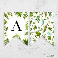 Tropical Greenery Baby Shower Bunting Flag Banner Penny Lane Station Baby Shower Bunting Happy Birthday Banner Printable Free Happy Birthday Banner Printable