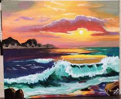 Colorful ocean wave acrylic painting tutorial tutorial painting tutorial: Scenery Painting Niki Arts Studio Paintings Prints Landscapes Nature Beach Ocean Waves Artpal