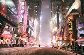 A times square stock market ticker reminds pedestrians to keep 6 feet apart from each other. New York City Winter Night Times Square In The Snow Photograph By Vivienne Gucwa