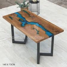 Clear Blue Resin River Table Table Living Table Dining Room Table