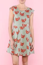 Fox Print Dress Fox Print Dress Flare Mini Dress Dresses