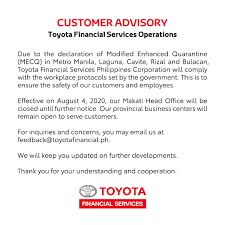 Funding your new car through toyota financial services could be just the solution you're looking for. Toyota Financial Services Toyota Motor Philippines Facebook