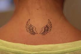 Tiny Wings Neck Tattoo Small Angel Wing Tattoo Wings In 2021 Wing Neck Tattoo Neck Tattoos For Men Neck Tattoo