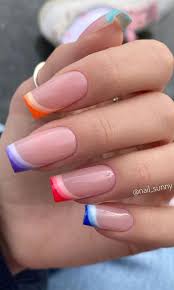Instead of creating the light color with white tips, you should aim for the two tone ombre look that we all know and love. 32 Hottest Cute Summer Nail Designs Ombre Multi Colored French Nails