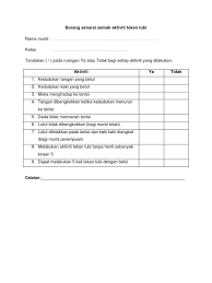 Sekolah kebangsaan tunku mahmood (1)senarai semak dsp (dokumen standard prestasi) bahasa malaysia 2012 guru kelas: Borang Senarai Semak Aktiviti Tekan Tubi