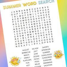 This list of fall word search puzzles is a great activity to do on a crisp fall day. Free Summer Word Search Printable