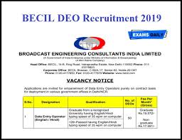 Check spelling or type a new query. Becil Deo Recruitment 2019 Out Apply For Data Entry Operator Vacancy