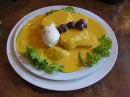 Arrange potatoes on serving dish and cover with the following sauce Papa A La Huancaina Recipe Peruvian Potatoes With Chile Cheese Sauce Whats4eats