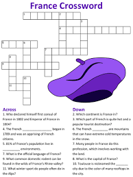 Print these crosswords for yourself or for use by your school, church, or other organization. France Crosswords