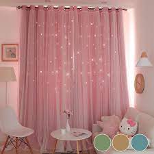 1 2pcs Full Blackout Curtain Double Decker Nordic Style Bedroom Living Room Curtain Hollow St Girls Room Curtains Curtains Living Room Room Inspiration Bedroom