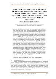 Studi kasus menjadi salah satu bahasan penting dalam metodologi penelitian. Pdf Pengaruh Inflasi Suku Bunga Dan Nilai Tukar Terhadap Harga Saham Studi Kasus Pada Perusahaan Manufaktur Otomotif Terdaftar Di Bursa Efek Indonesia Tahun 2012 2017