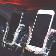 Universal Car Phone Holder With Bing Crystal Rhinestone Car Air Vent Mount Clip Cell Phone Holder For Girly Car Accessories Car Interior Accessories Girly Car
