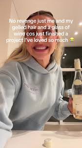 Tabitha Burrows Enjoying Gelled Hair and Wine After Finishing a Beloved  Project