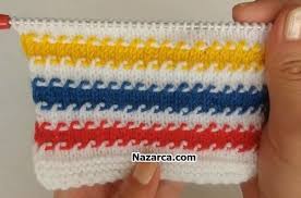Ipi Arkaya Cekilen Cok Renkli Orgu Deseni Strickmuster Stricken Muster