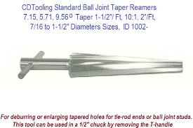 7 15 5 71 9 56 Degree Taper 1 1 2 Ft 10 1 2 Ft 7 16 To 1 1 2 Taper Sizes Standard Ball Joint Taper Reamers Id 1002