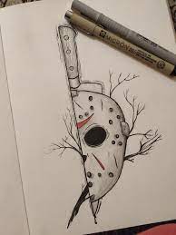 If you like the way this is taught, let me know. Jason Voorhees Friday The 13th Tattoo Design Scary Drawings Dark Art Drawings Jason Drawing