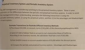 Solved Perpetual Inventory System And Periodic Inventory Chegg Com